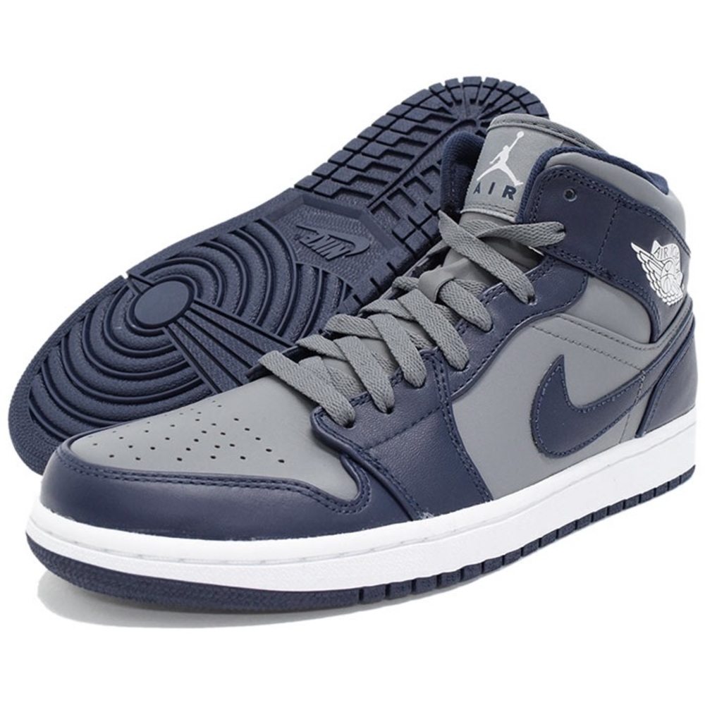 Nike Air Jordan 1 Mid in Cool Grey/Midnight Navy